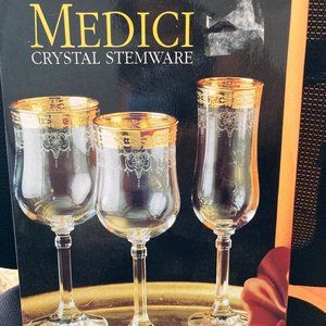 24K Gold Medici Crystal Stemware